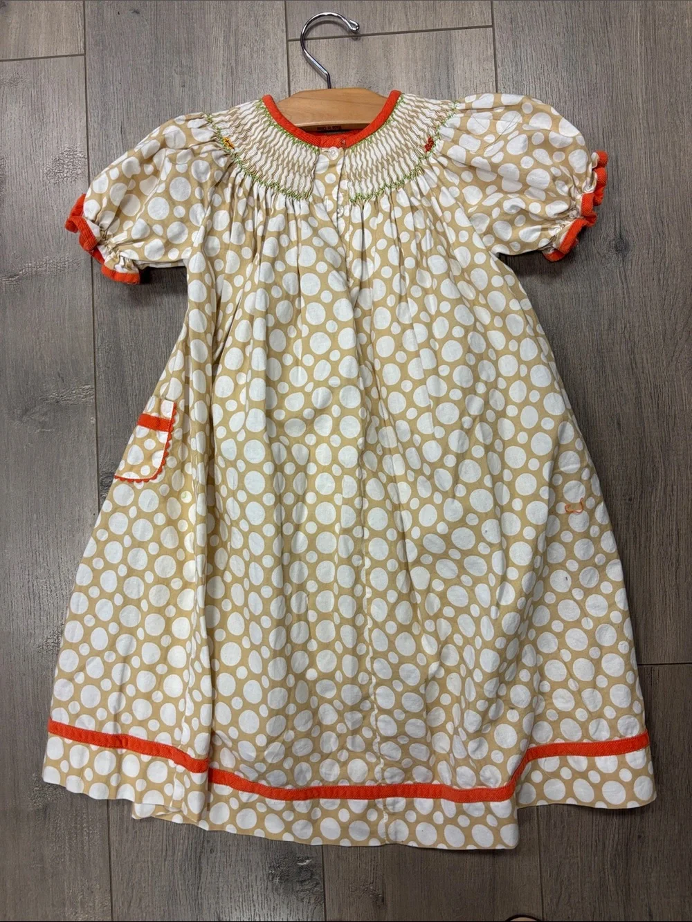 Vive La Fete Girls' Polka Pumpkin Smocked Dress